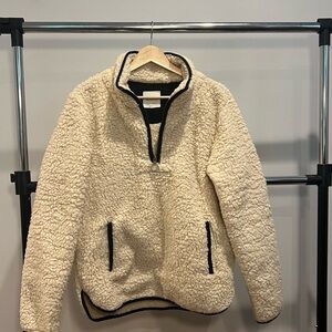 Thread & Supply Cream Sherpa Jacket with Black Accents